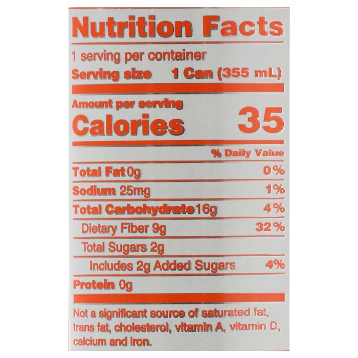 Olipop vintage cola nutrition facts