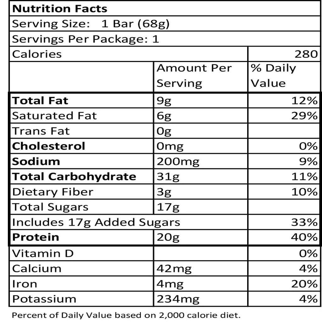 Mint chocolate clif bar nutrition facts