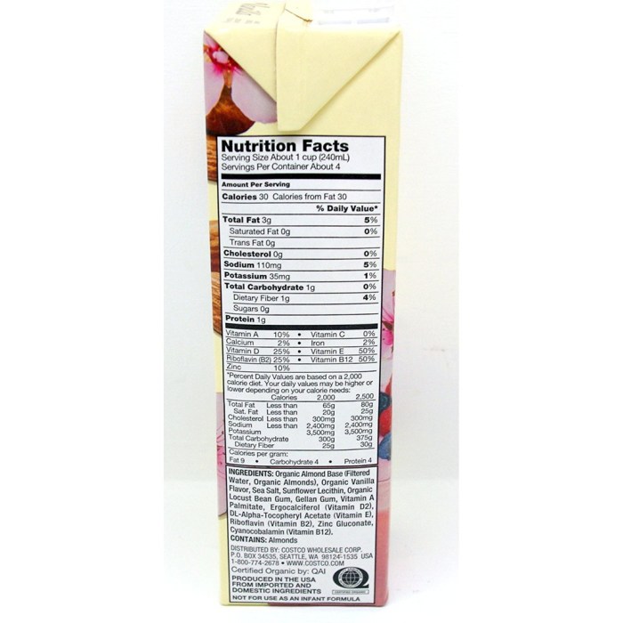 Kirkland 2 milk nutrition facts