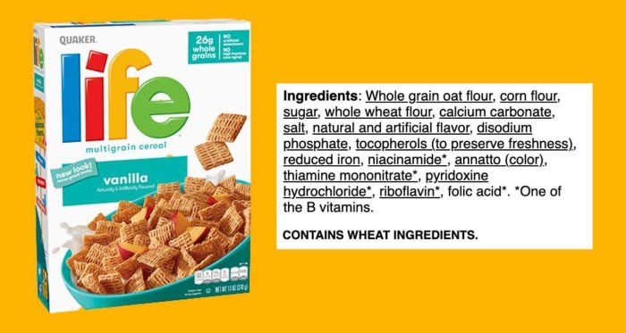 Life cinnamon cereal nutrition facts