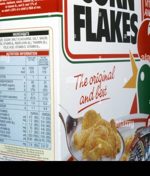 Nutrition facts for corn flakes